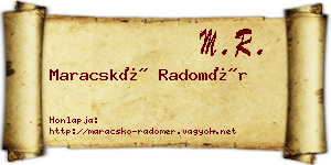 Maracskó Radomér névjegykártya